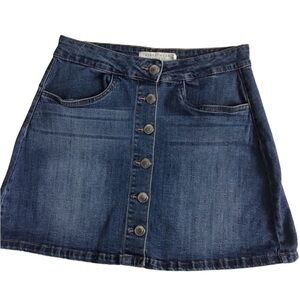 STREETWEAR society mini denim skirt jeans light wash blue button pockets medium